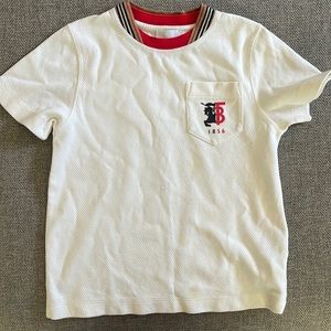 Boys white Burberry shirt size 6y worn does have a stain